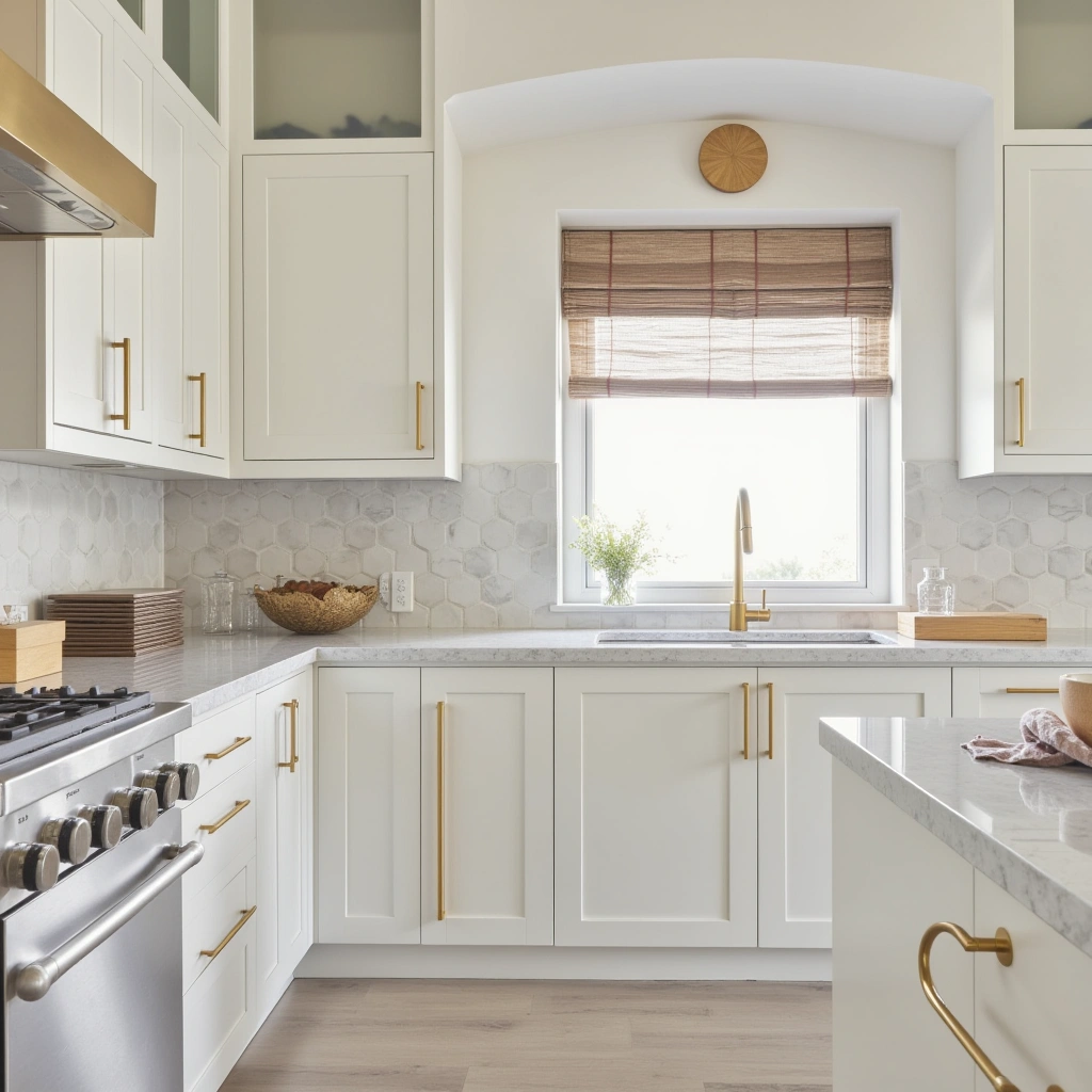 7. White Cabinets with Gold Trim or Accents