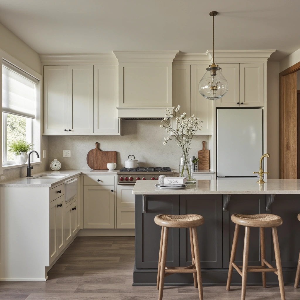 9. Two-Tone Kitchen: White Upper Cabinets and Colored Lower Cabinets
