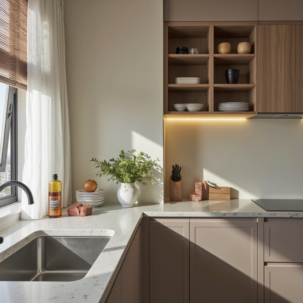 6. Integrated Storage Solutions with Streamlined Countertops