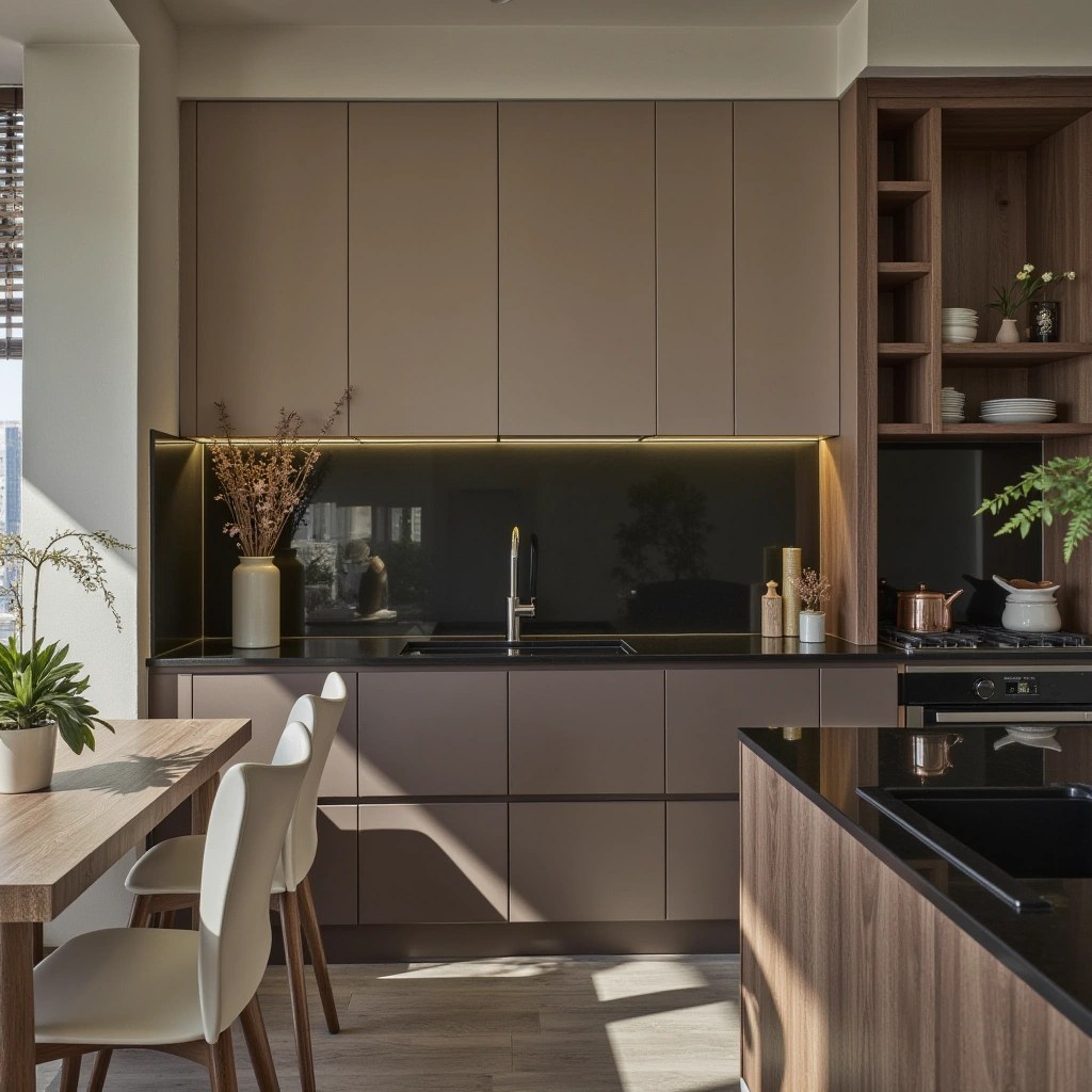 9. Dramatic Black Countertops with Contrasting Elements